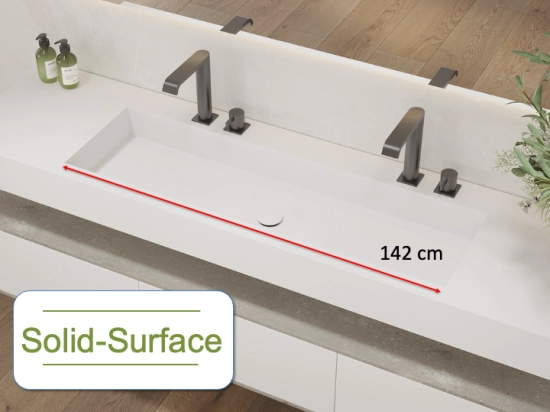 Plan vasque Design, sur mesure, Largeur 150 à 200 cm x Profondeur 40 à 60 cm, résine minérale ACRYSTONE® SOLID-SURFACE Finition lisse, Livraison Offerte et Rapide.